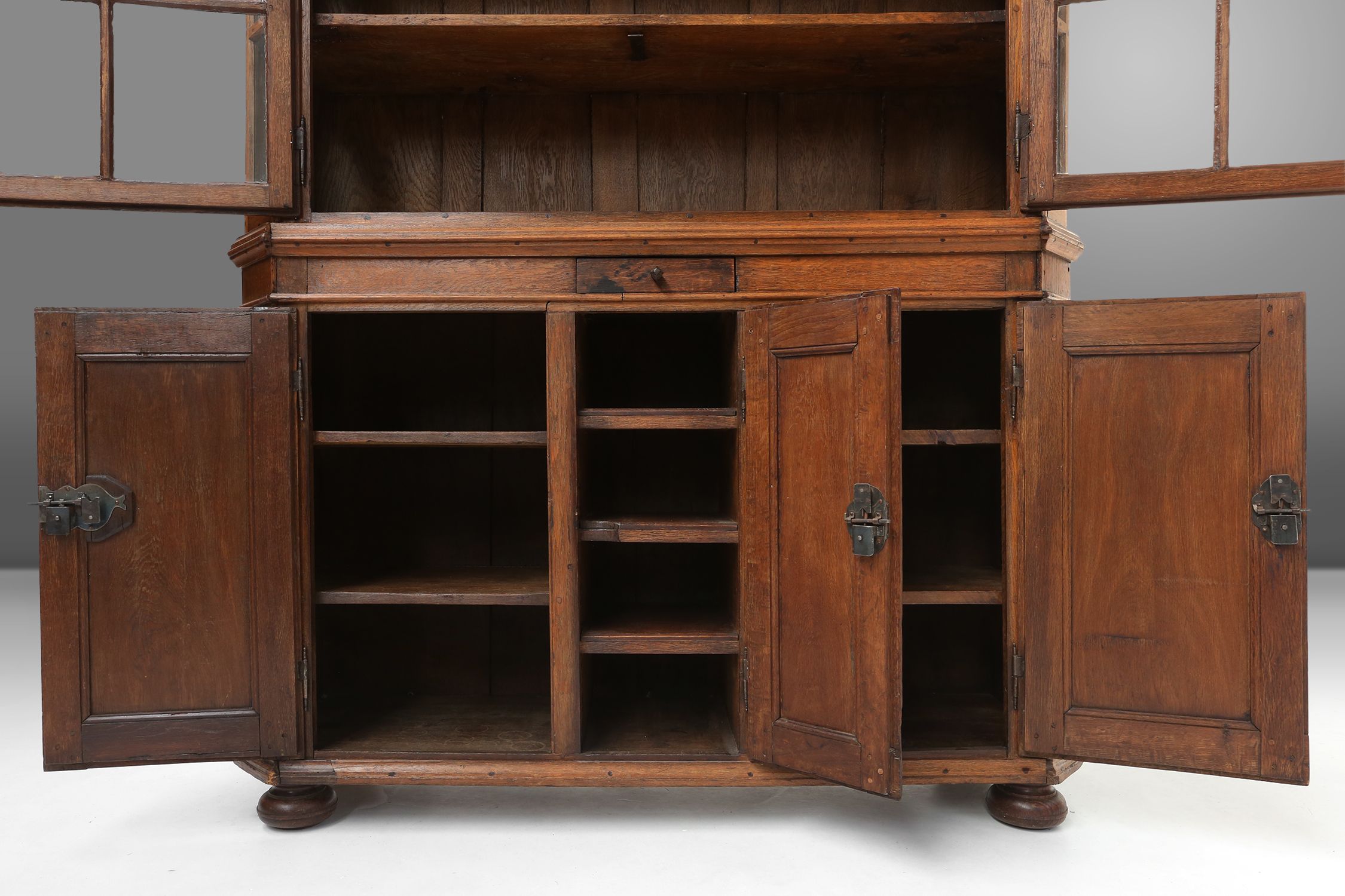 Early 18th Century Vitrine Cabinet in oak with original glass windows, Germanythumbnail